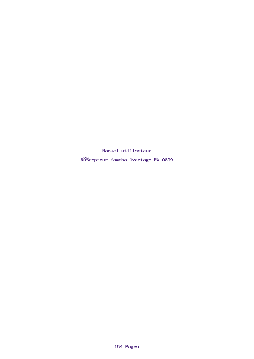 Page 1 de la notice Manuel utilisateur Yamaha Aventage RX-A860