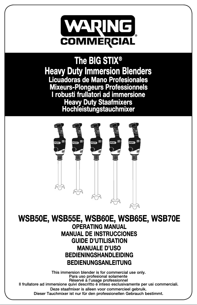 Página 1 del manual Manual de usuario Waring Commercial Big Stix WSB55E
