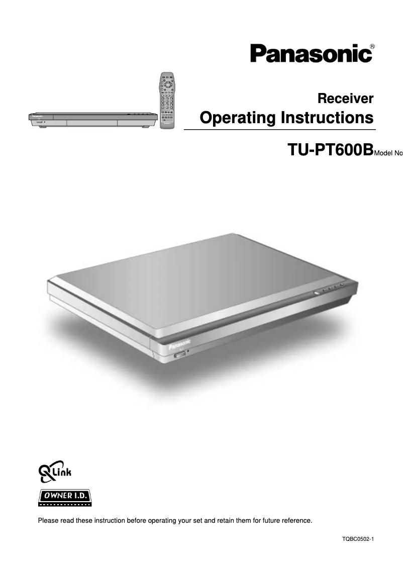 Page 1 de la notice Manuel utilisateur Panasonic TU-PT600B