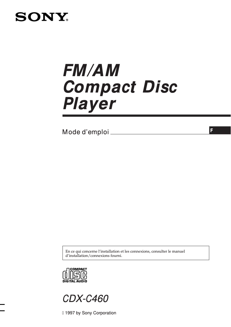 Page 1 de la notice Manuel utilisateur Sony CDX-C460