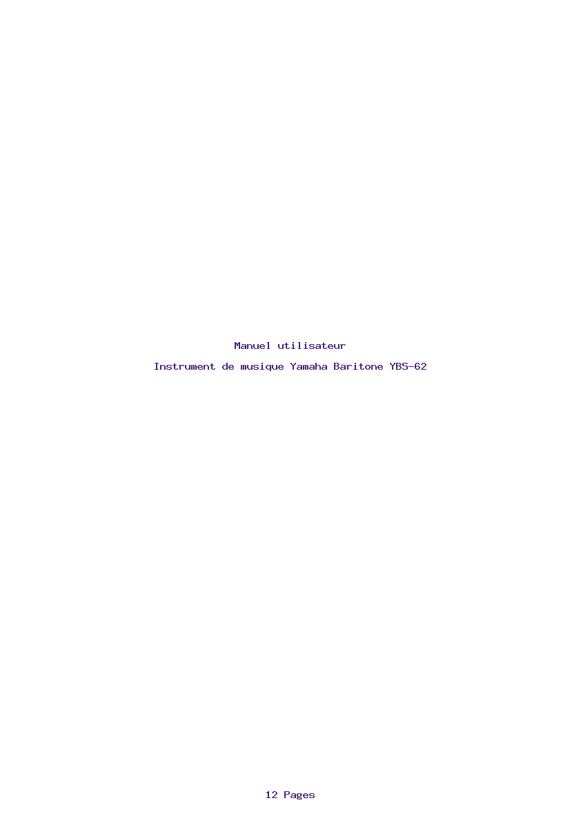 Page 1 de la notice Manuel utilisateur Yamaha Baritone YBS-62