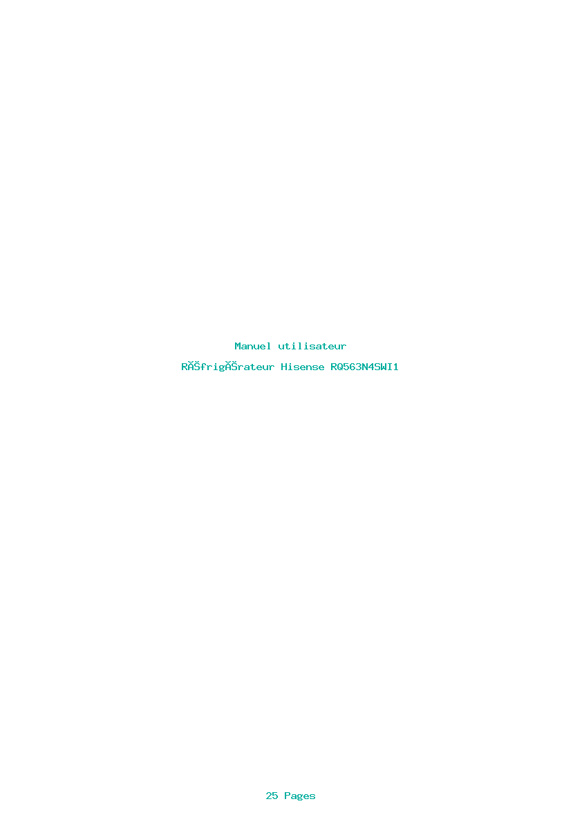 Page 1 de la notice Manuel utilisateur Hisense RQ563N4SWI1