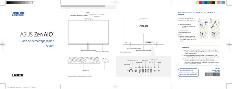 Page 1 de la notice Guide d'installation Asus Zen AiO ZN242