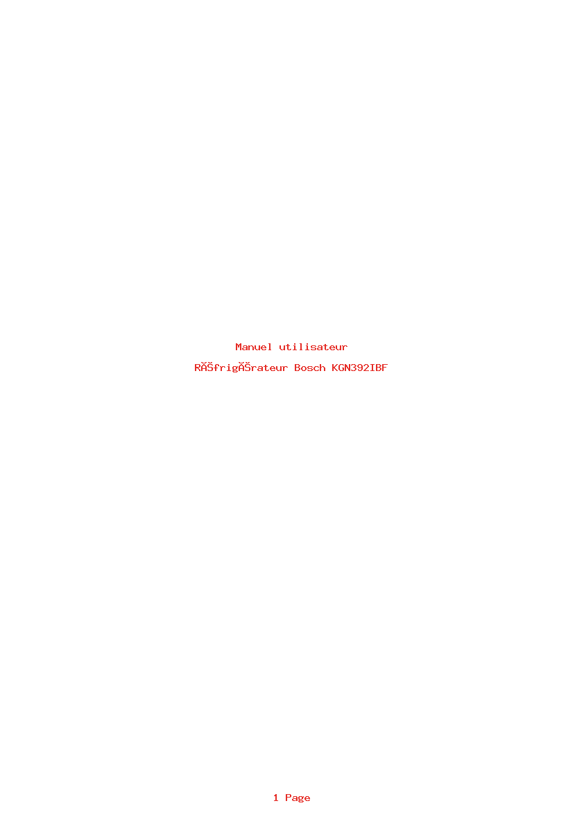 Page 1 de la notice Manuel utilisateur Bosch KGN392IBF