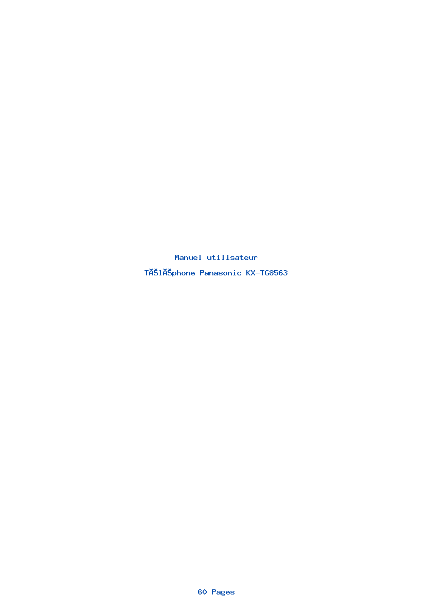 Page 1 de la notice Manuel utilisateur Panasonic KX-TG8563