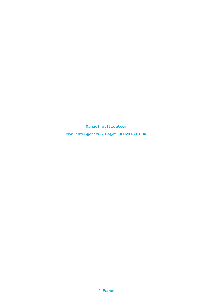 Page 1 de la notice Manuel utilisateur Hager JPD2418M16DX