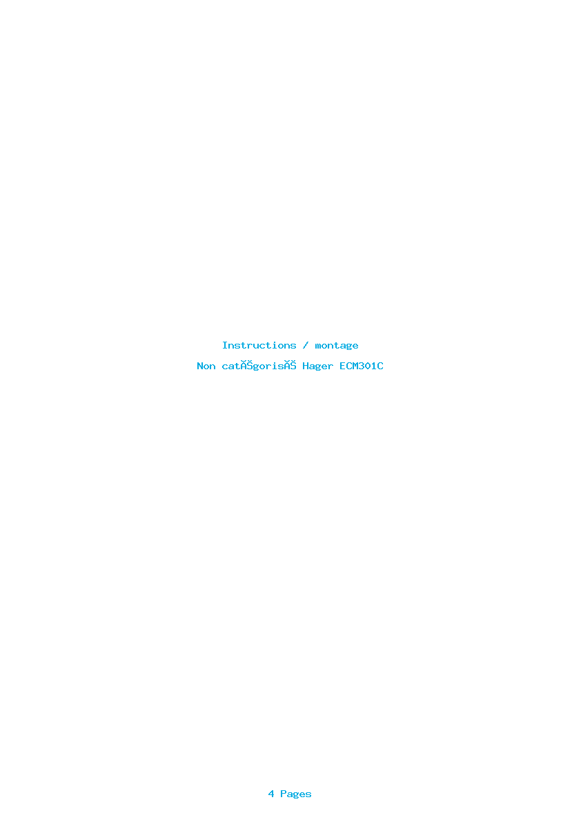 Page 1 de la notice Instructions / montage Hager ECM301C