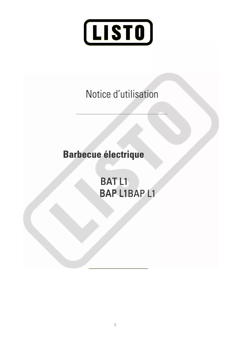 Page 1 of the manual User Manual Listo BAT L1