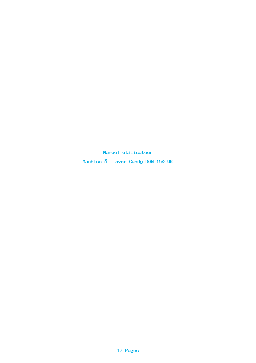 Page 1 de la notice Manuel utilisateur Candy DQW 150 UK