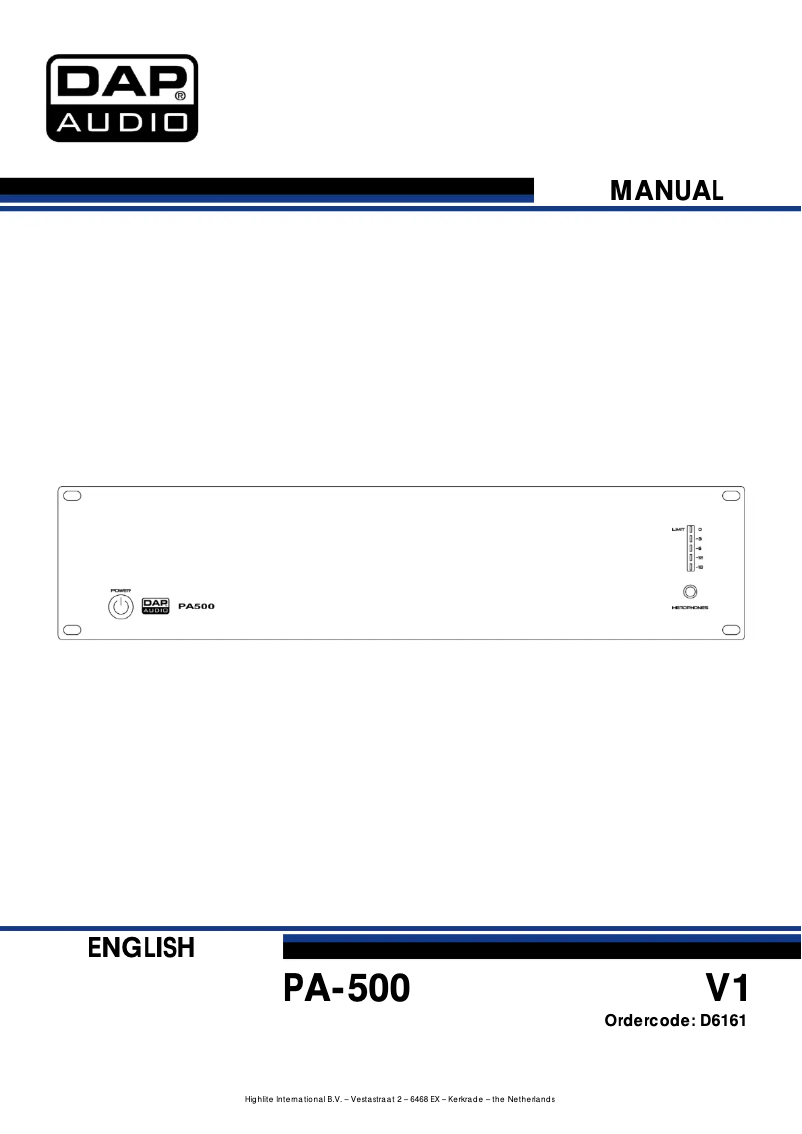 Page 1 of the manual User Manual DAP-Audio PA-500