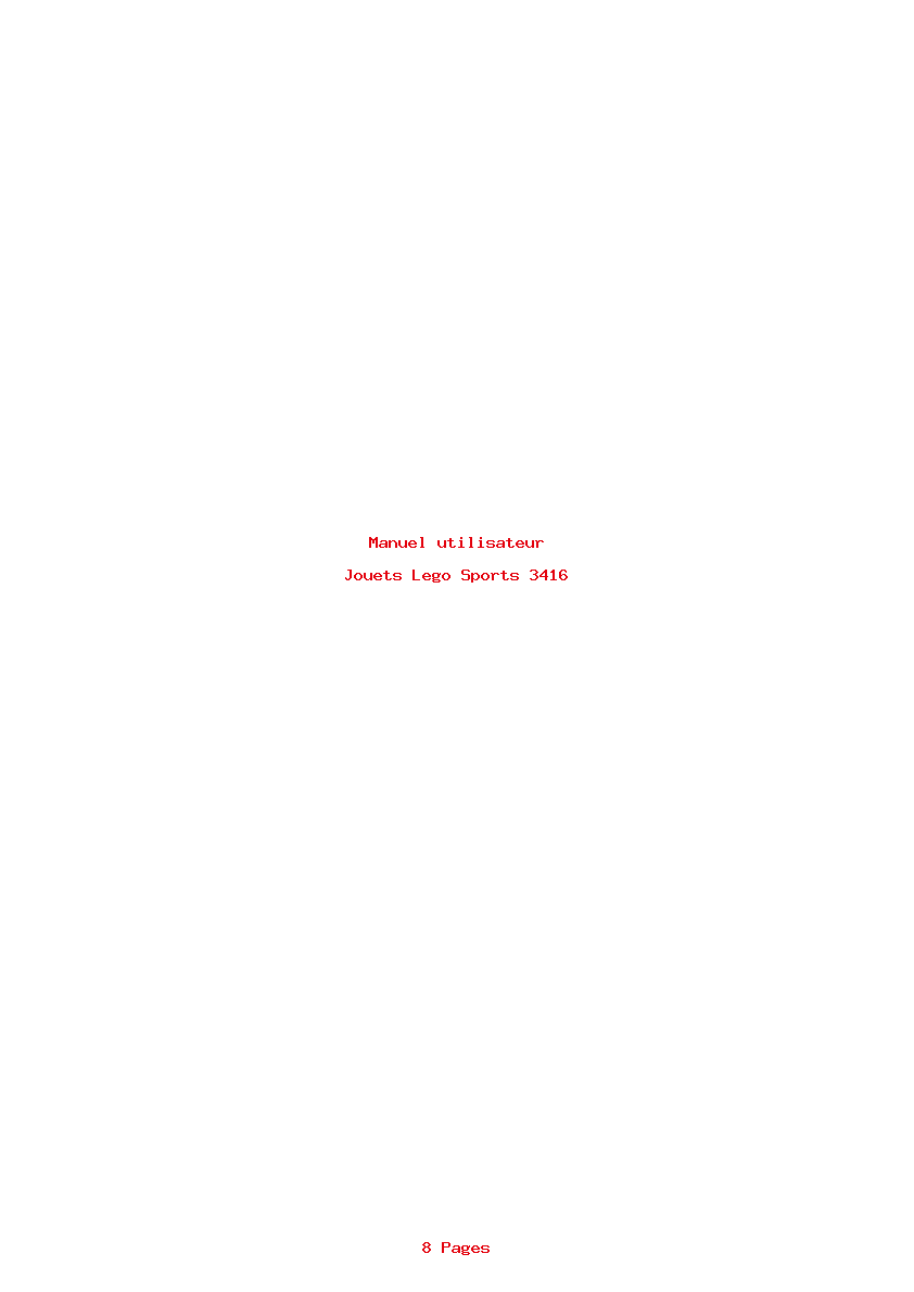 Page 1 de la notice Manuel utilisateur Lego Sports 3416