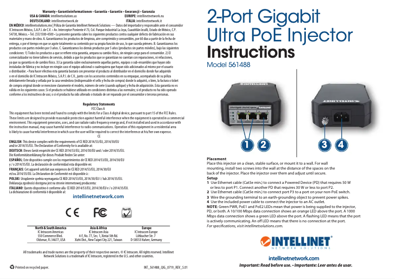 Page 1 de la notice Manuel utilisateur Intellinet 561488
