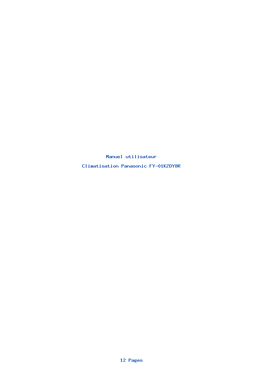 Page 1 de la notice Manuel utilisateur Panasonic FY-01KZDY8R