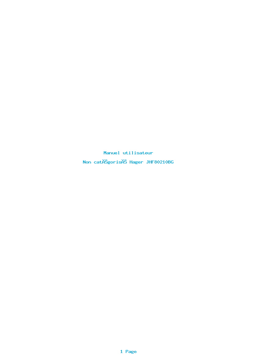 Page 1 de la notice Manuel utilisateur Hager JHF80210BG