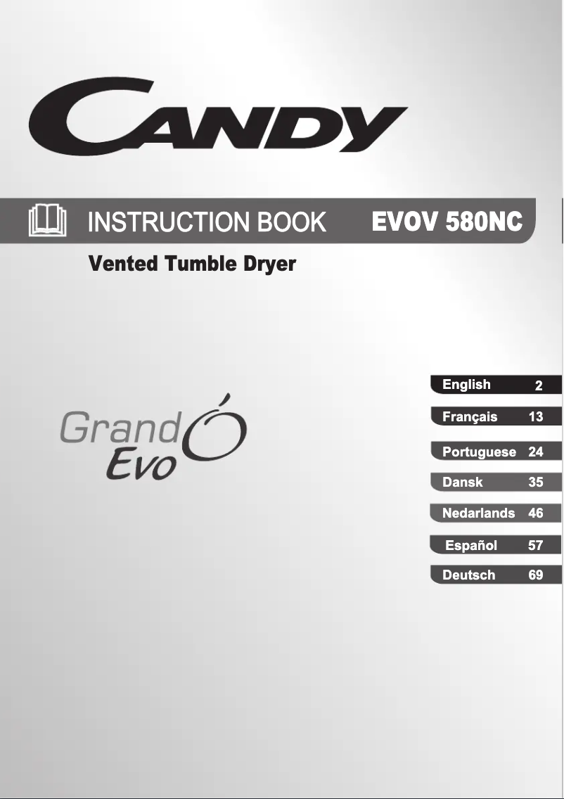 Page 1 de la notice Manuel utilisateur Candy EVOV 580NC-S