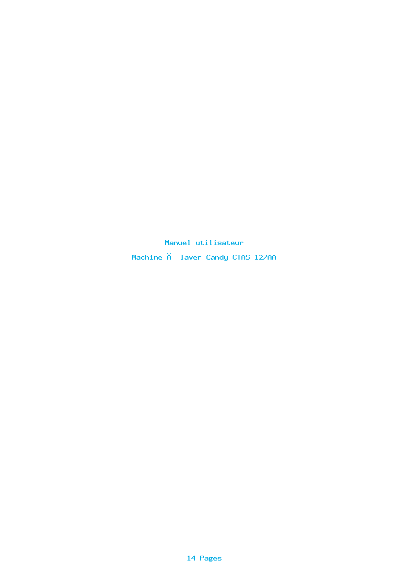 Page 1 de la notice Manuel utilisateur Candy CTAS 127AA