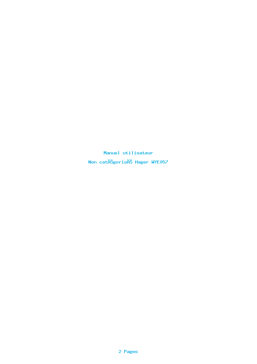 Page 1 de la notice Manuel utilisateur Hager WYE057