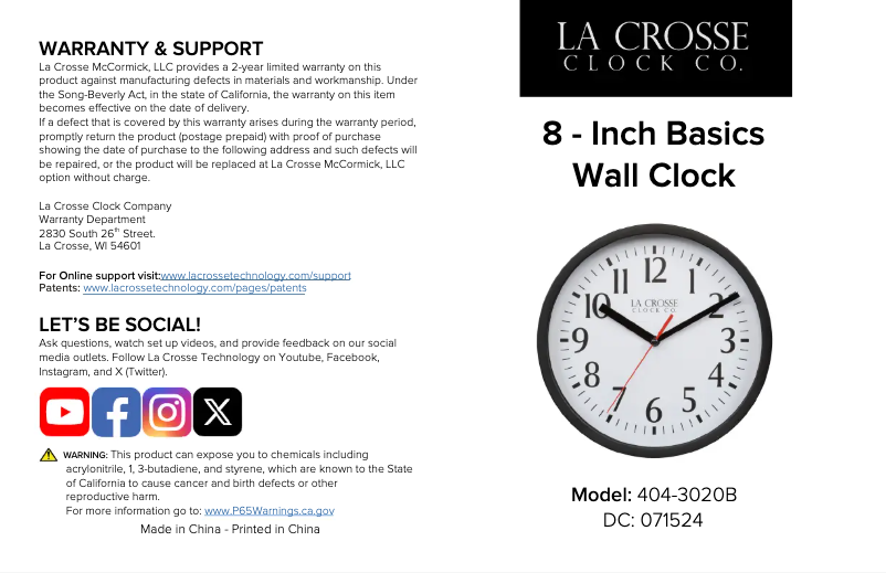 Página 1 del manual Manual de usuario La Crosse Technology 404-3020B