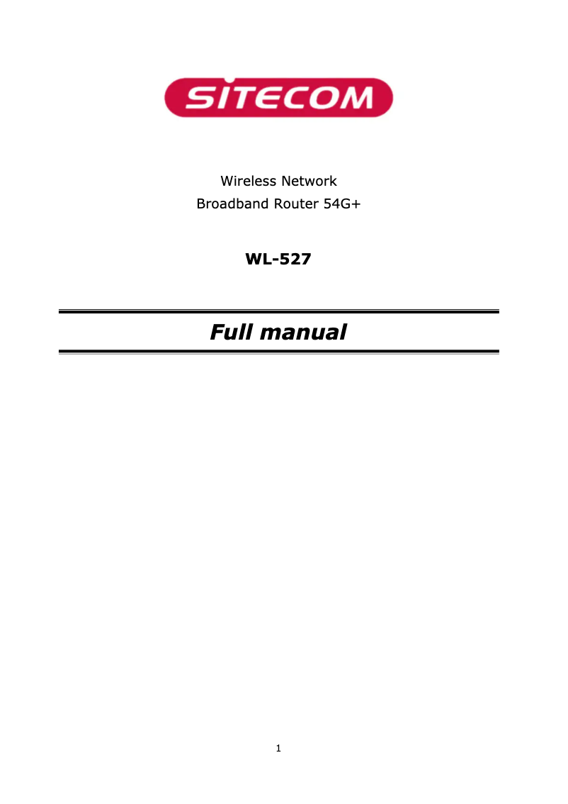 Page 1 of the manual User Manual Sitecom WL-527