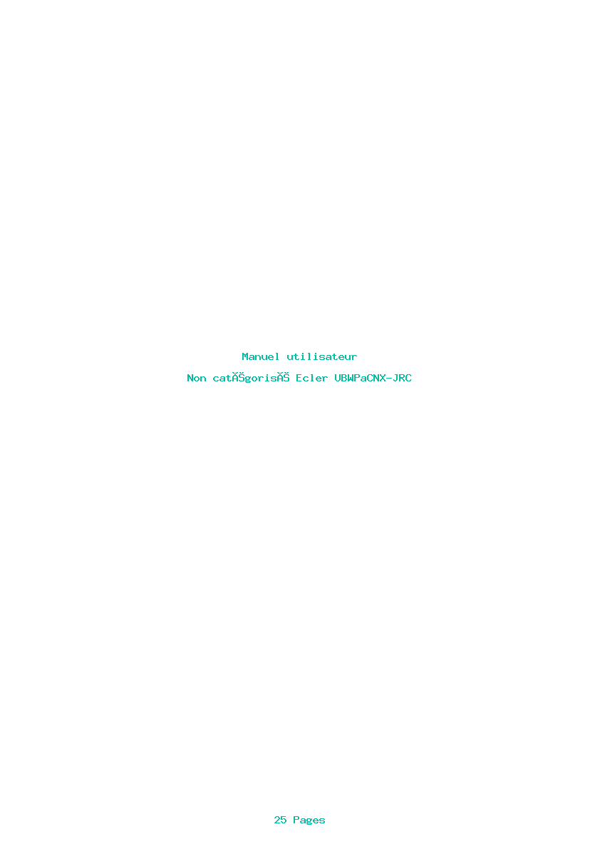 Page 1 de la notice Manuel utilisateur Ecler UBWPaCNX-JRC