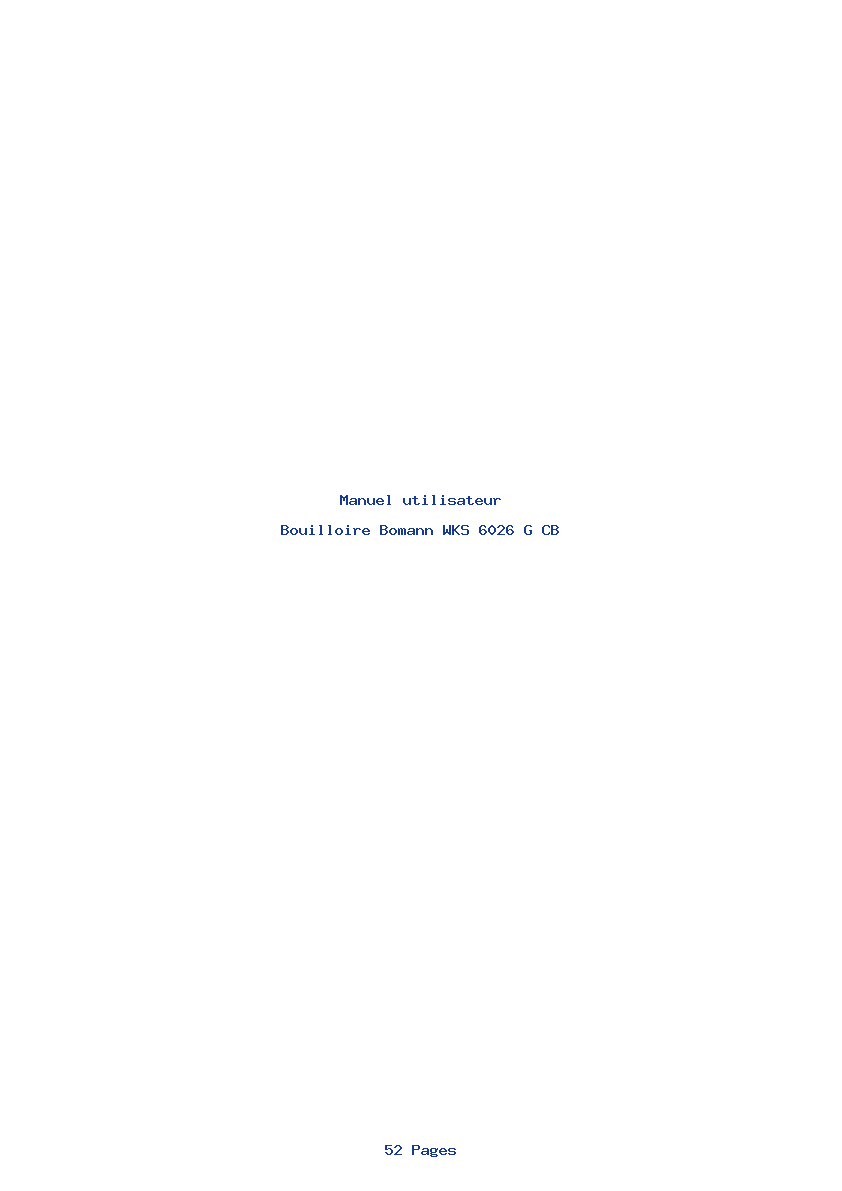 Page 1 de la notice Manuel utilisateur Bomann WKS 6026 G CB