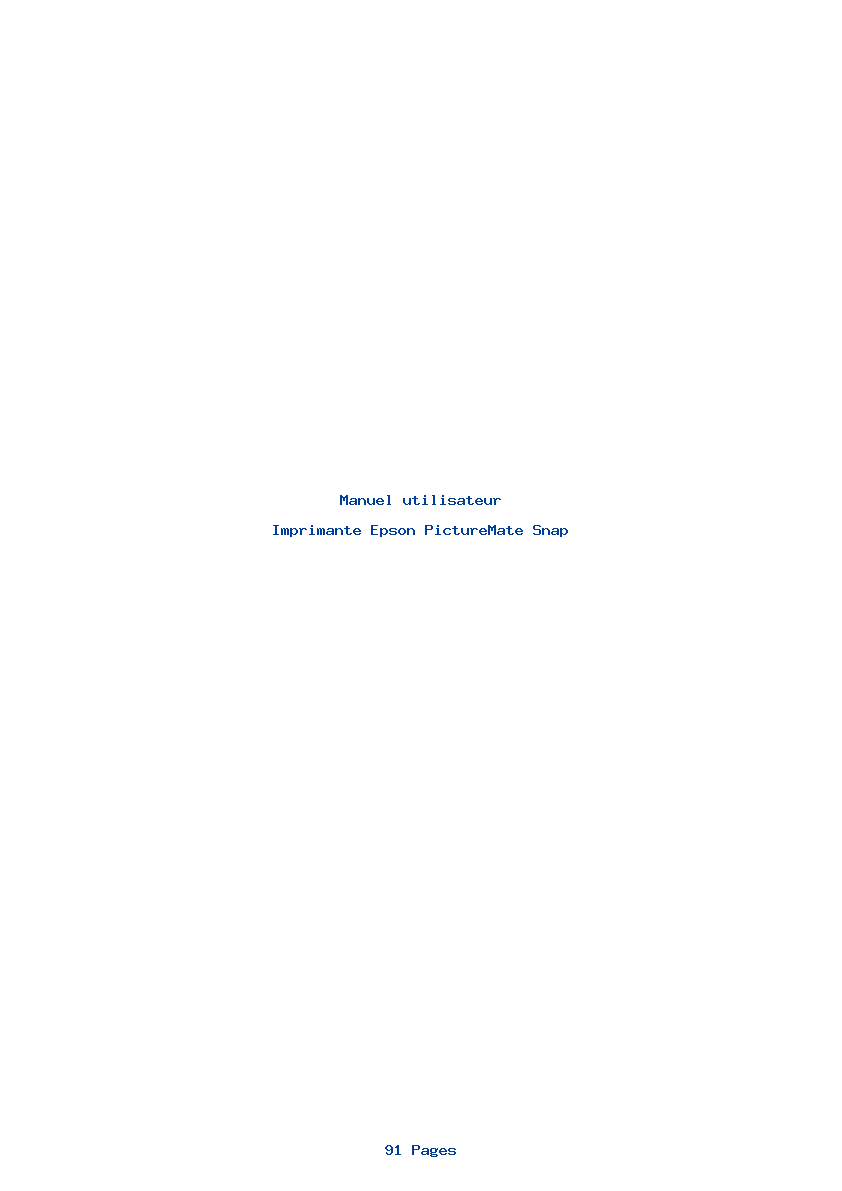 Page 1 de la notice Manuel utilisateur Epson PictureMate Snap