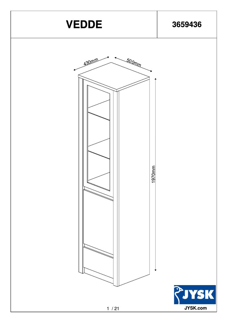 Page 1 de la notice Manuel utilisateur JYSK Vedde (160x200)