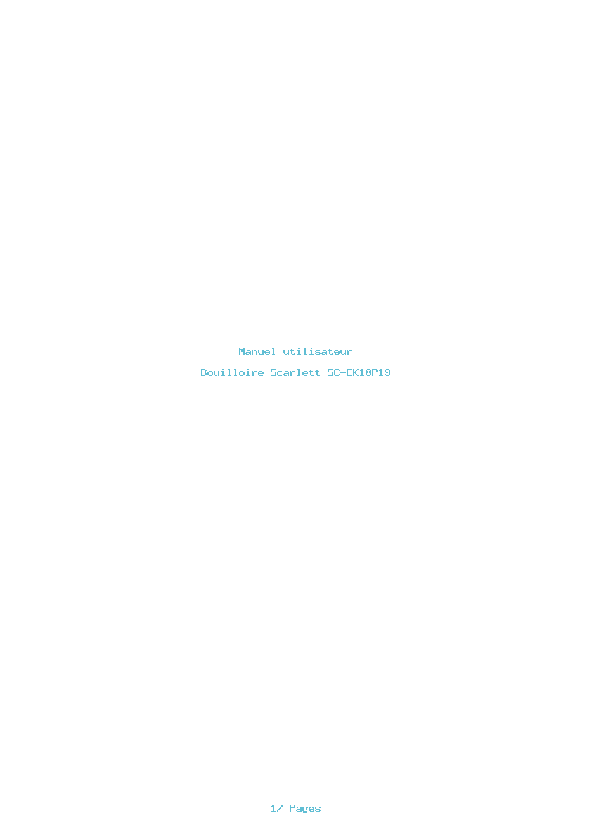 Page 1 de la notice Manuel utilisateur Scarlett SC-EK18P19