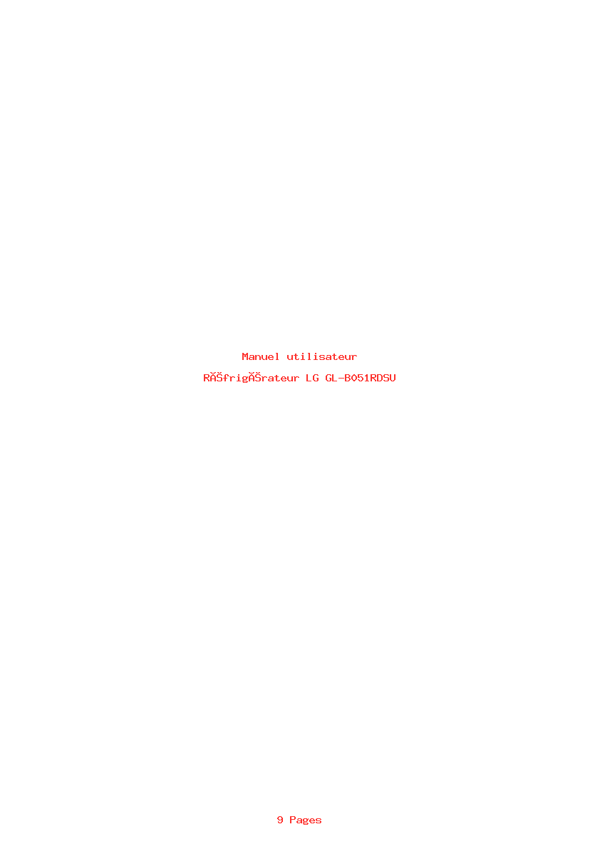 Page 1 de la notice Manuel utilisateur LG GL-B051RDSU