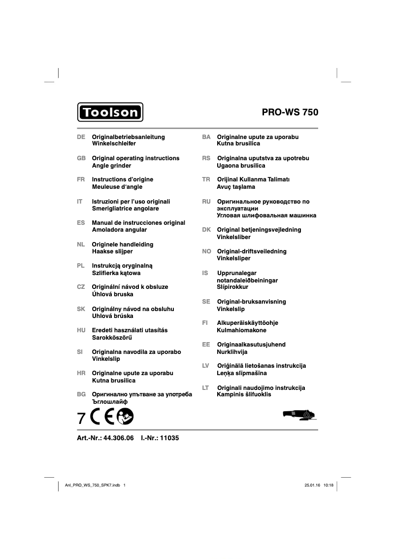 Page 1 de la notice Manuel utilisateur Toolson Pro-WS 750