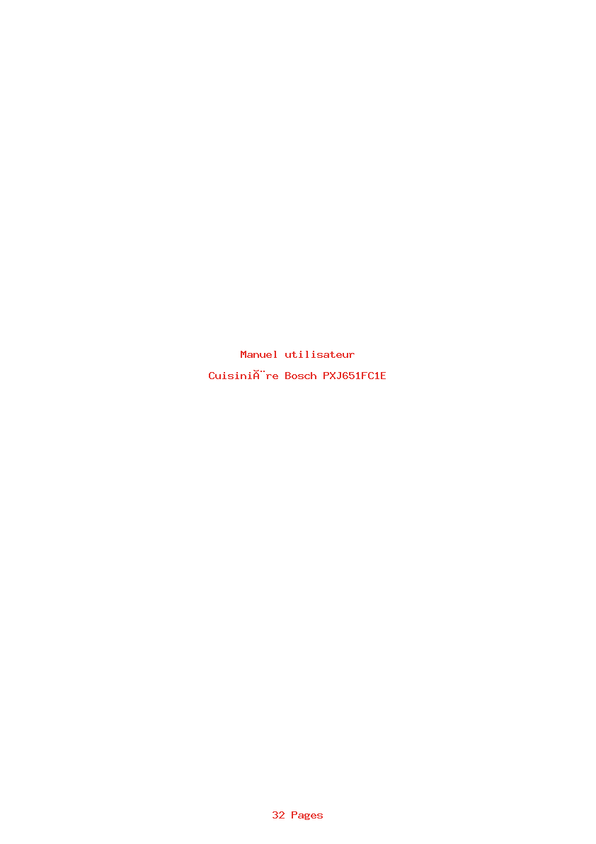 Page 1 de la notice Manuel utilisateur Bosch PXJ651FC1E