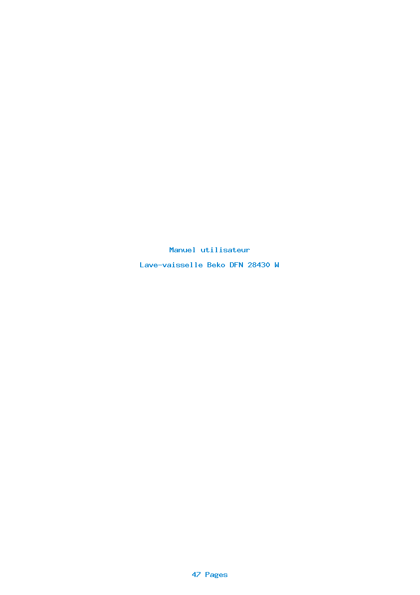Page 1 de la notice Manuel utilisateur Beko DFN 28430 W
