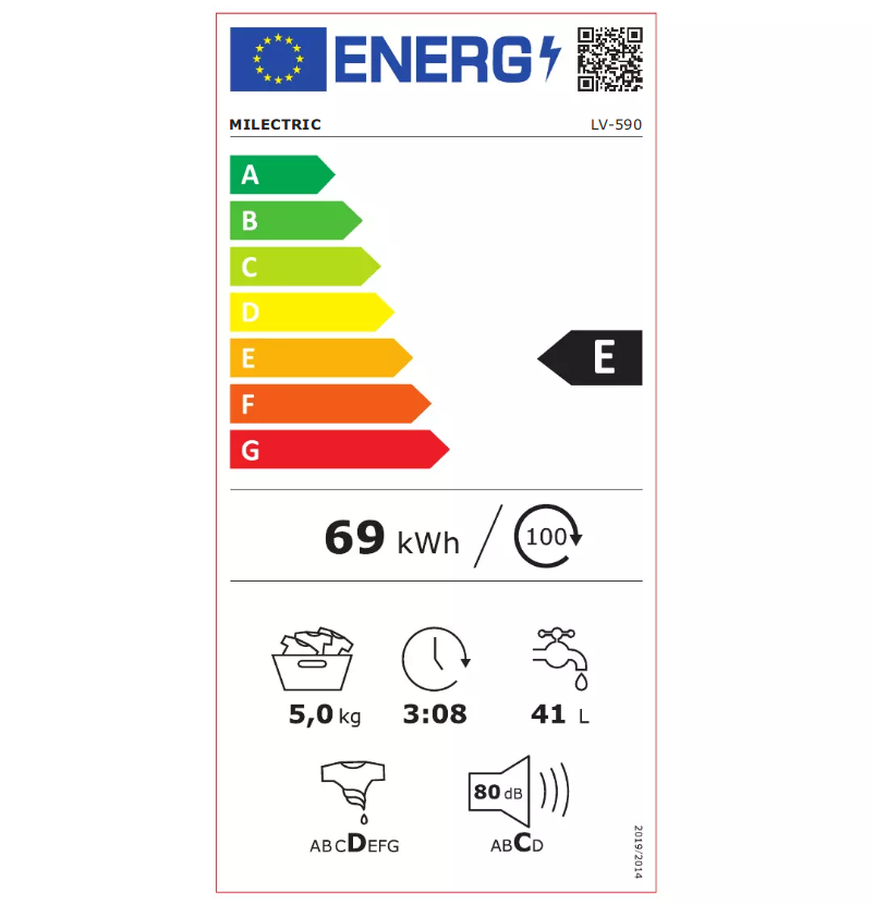 Page 1 de la notice Label énergétique Milectric LV-590