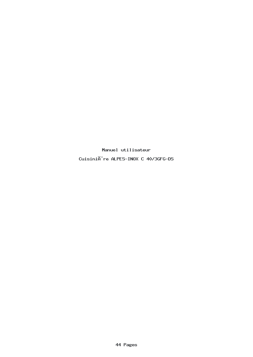 Page 1 de la notice Manuel utilisateur ALPES-INOX C 40/3GFG-DS