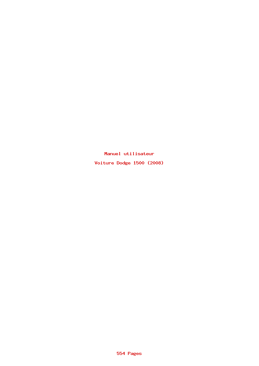 Page 1 de la notice Manuel utilisateur Dodge 1500 (2008)