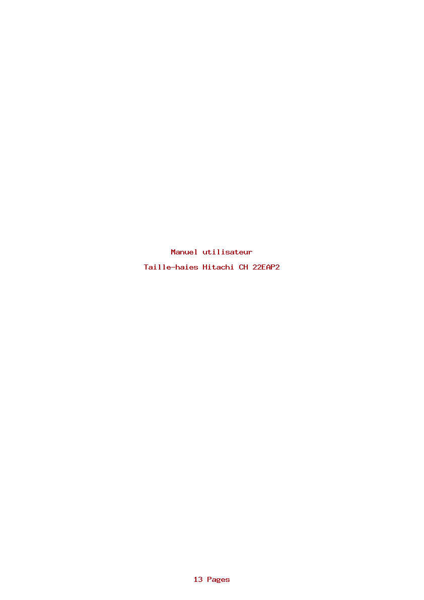 Page 1 de la notice Manuel utilisateur Hitachi CH 22EAP2