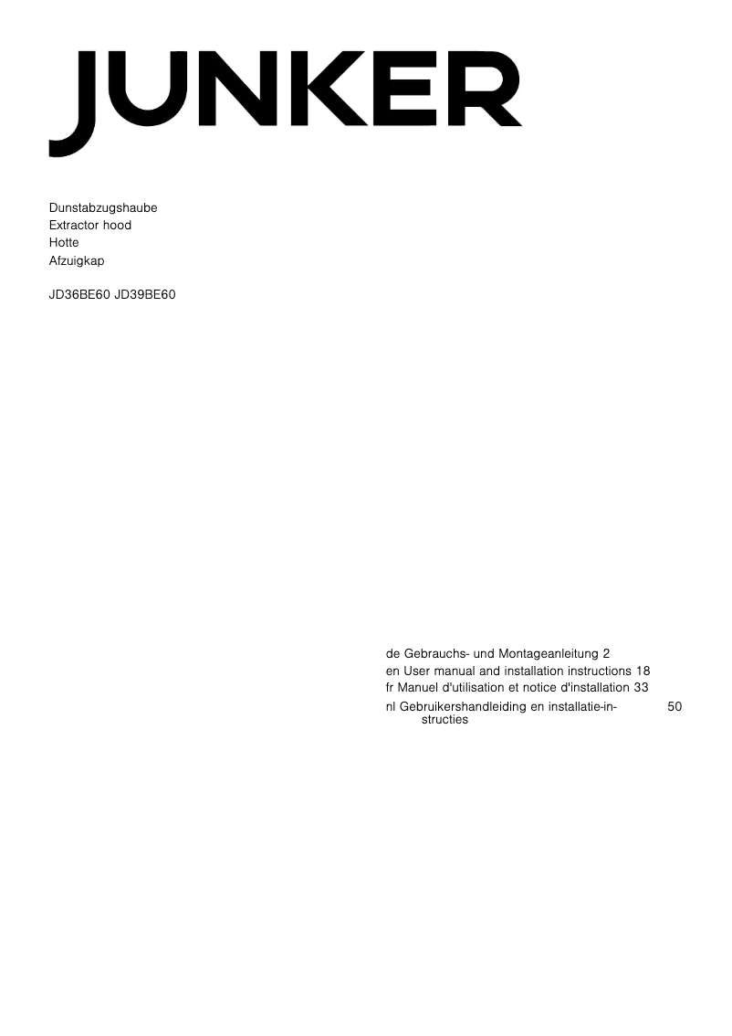 Page 1 de la notice Manuel utilisateur Junker JD36BE60