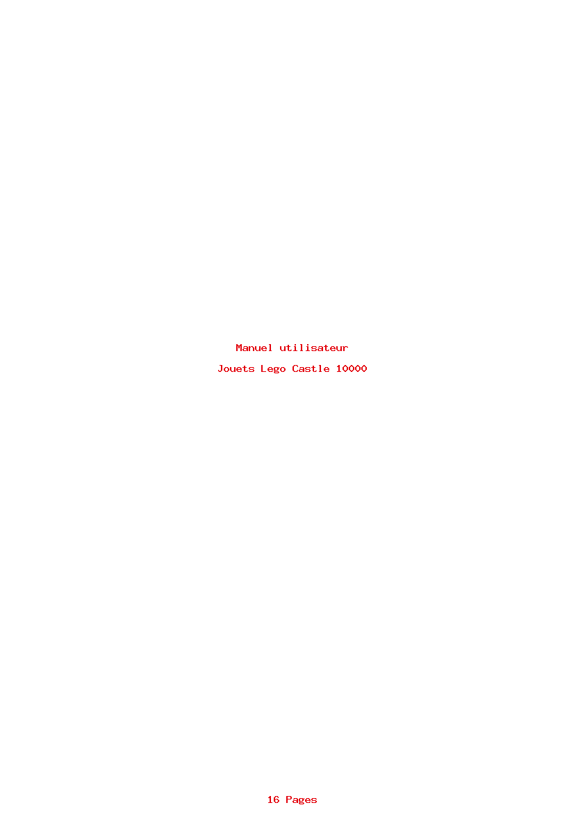 Page 1 de la notice Manuel utilisateur Lego Castle 10000