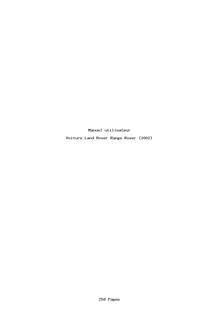 Image de la première page du manuel de l'appareil Range Rover (2002)