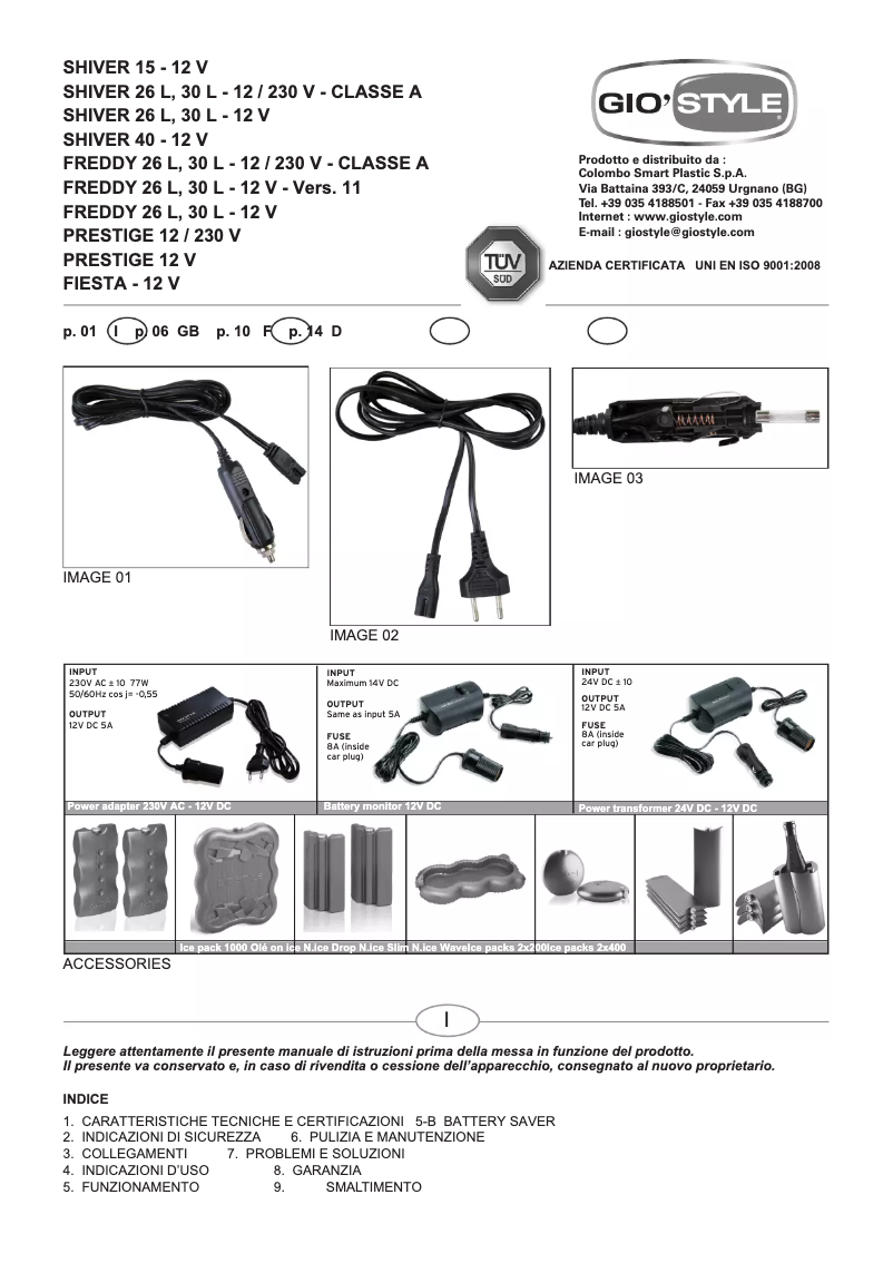 Page 1 de la notice Manuel utilisateur Gio’Style SHIVER 40 12V