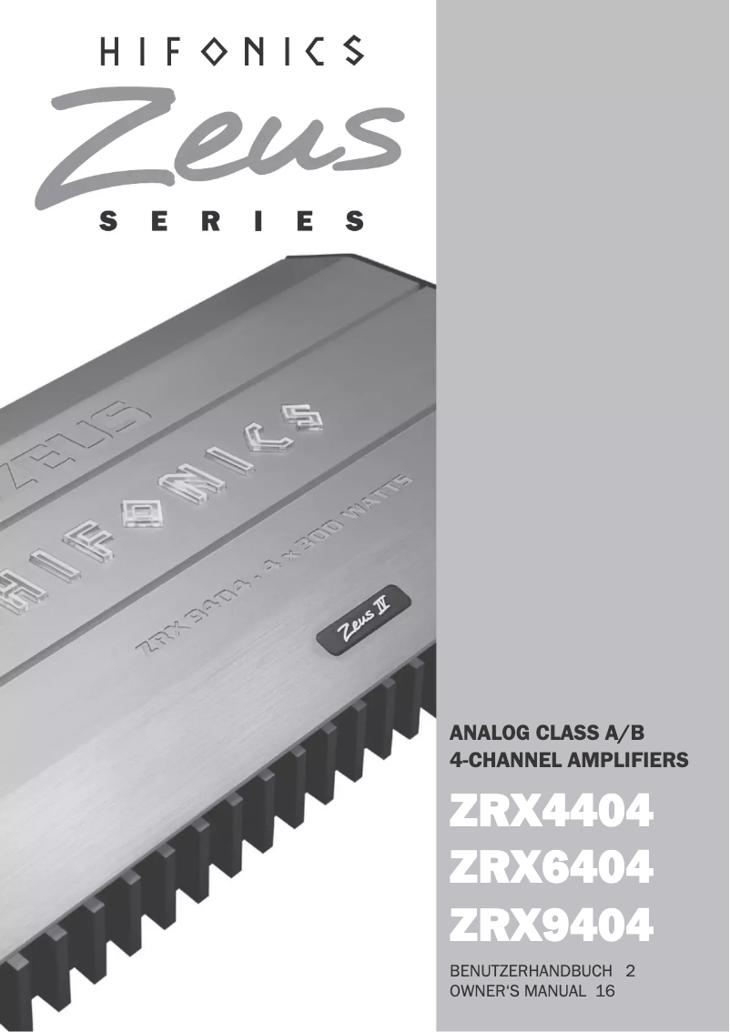 Page 1 de la notice Manuel utilisateur Hifonics Zeus ZRX6404