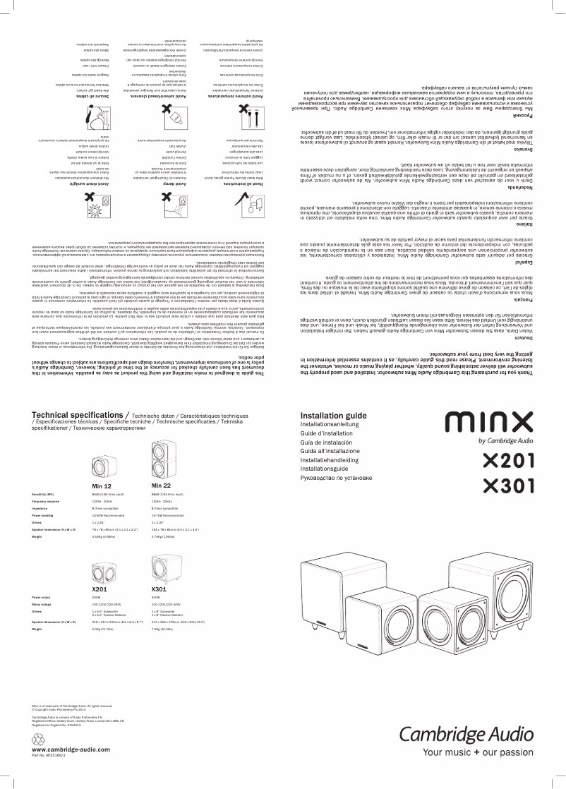 Page 1 de la notice Manuel utilisateur Cambridge Minx X301