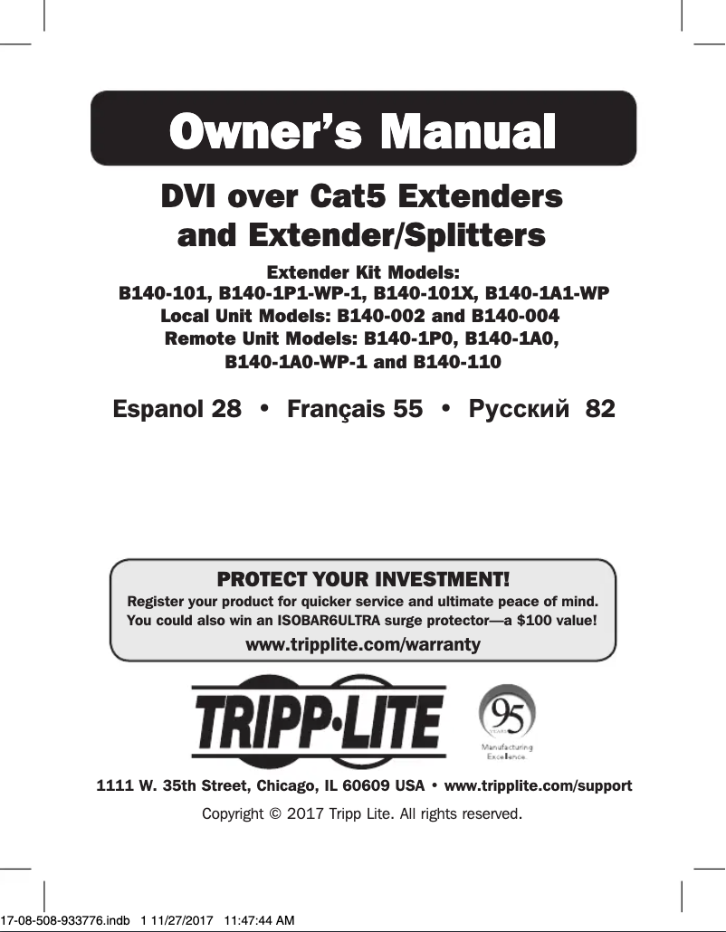 Page 1 de la notice Manuel utilisateur Tripp Lite B140-002