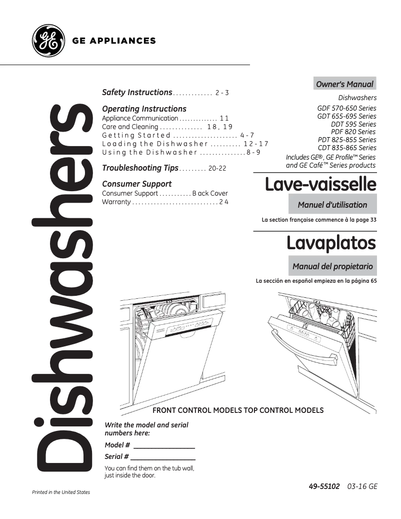 Page 1 de la notice Mode d'emploi GE PDF820SGJWW