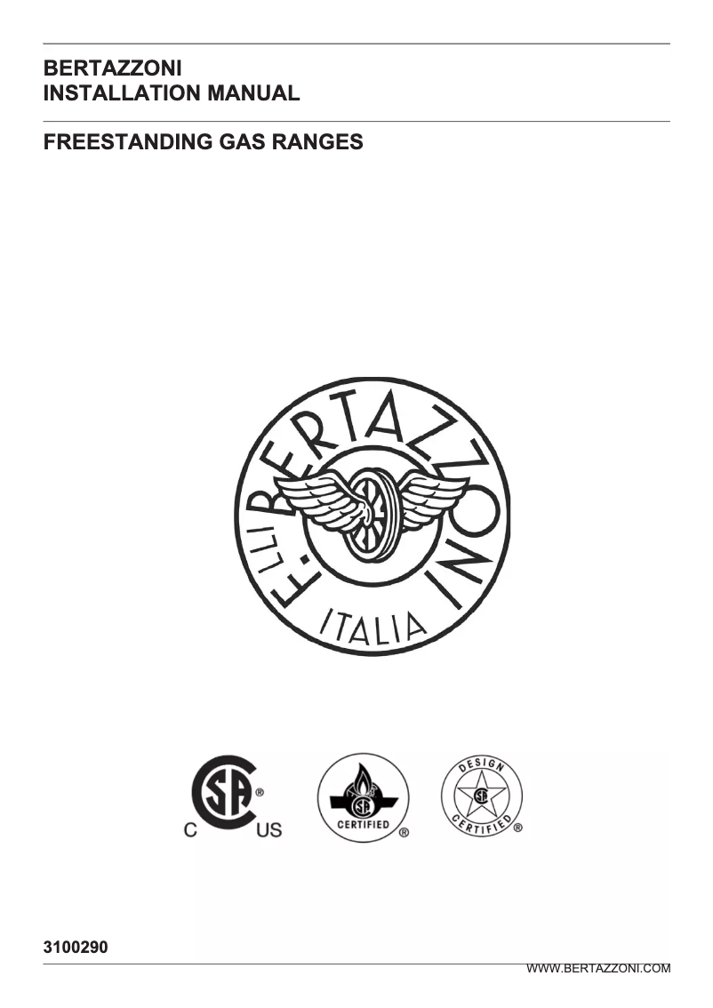 Page 1 de la notice Guide d'installation Bertazzoni MAST365GASBIE