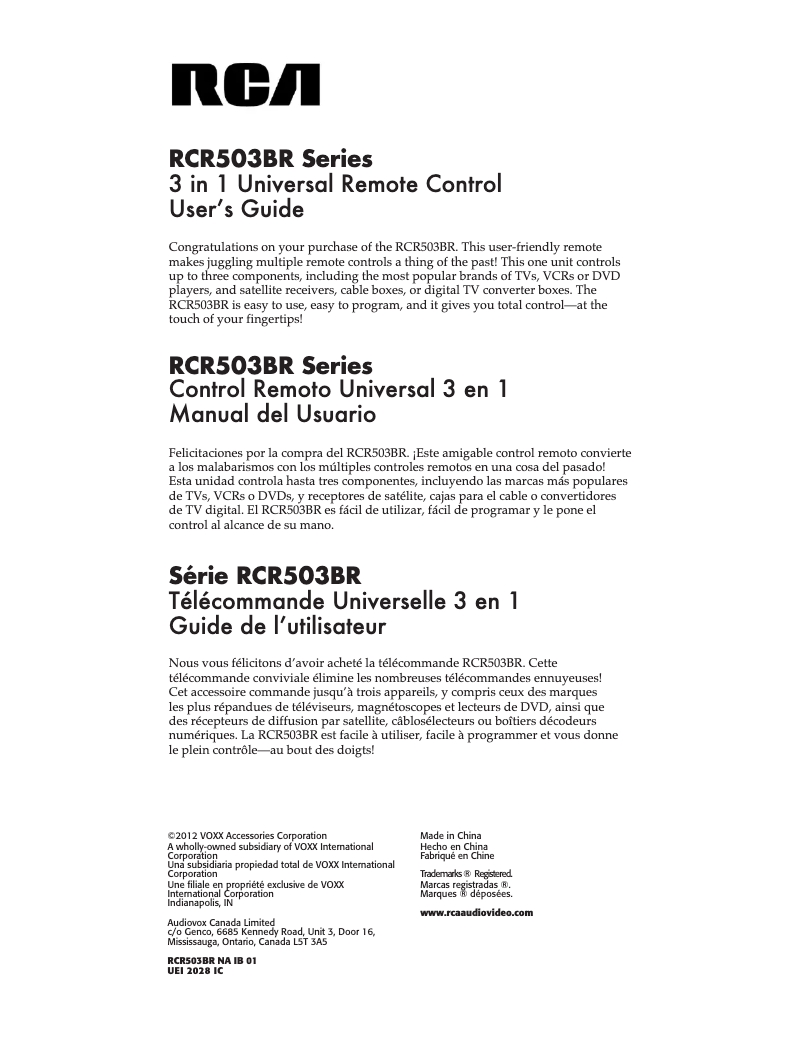 Página 1 del manual Manual de usuario RCA RCR503BR