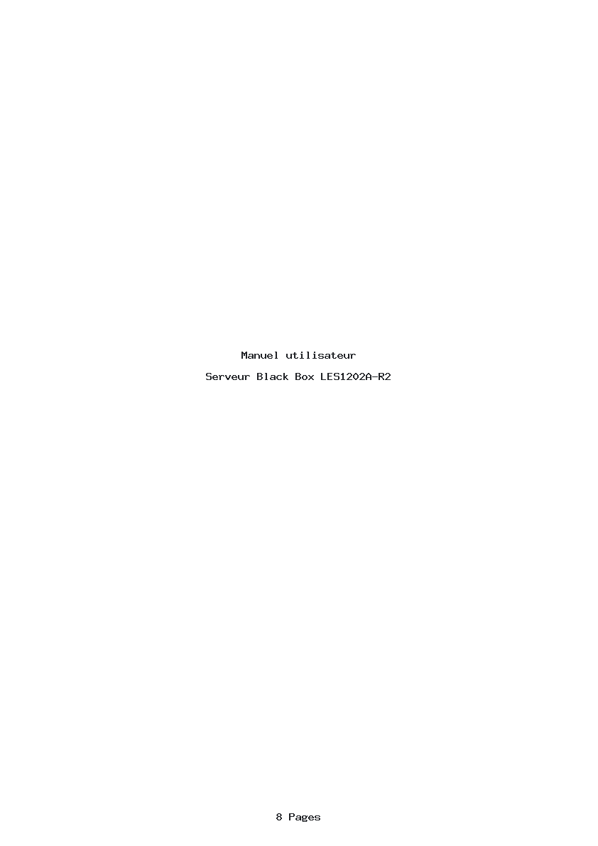 Page 1 de la notice Manuel utilisateur Black Box LES1202A-R2