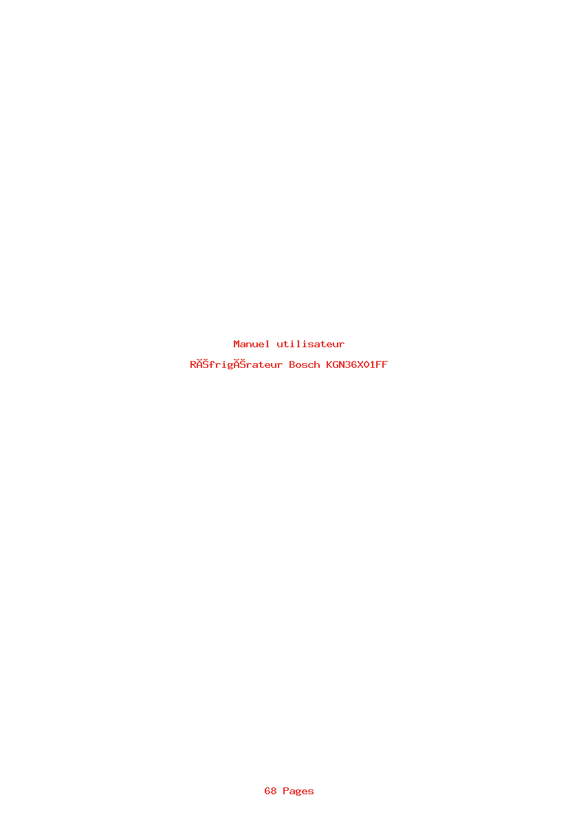Page 1 de la notice Manuel utilisateur Bosch KGN36X01FF