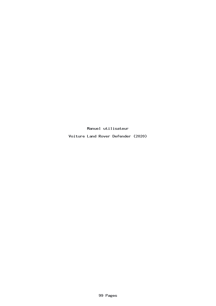 Page 1 de la notice Manuel utilisateur Land Rover Defender (2020)