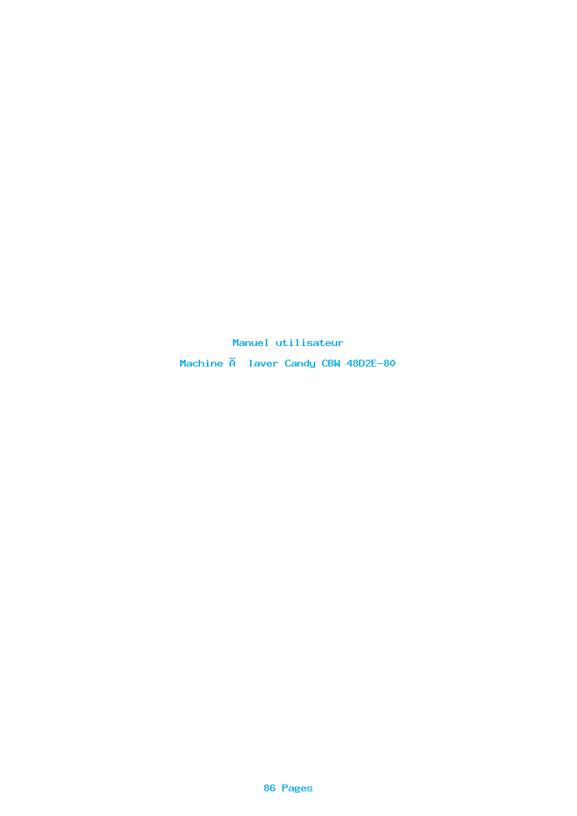 Page 1 de la notice Manuel utilisateur Candy CBW 48D2E-80